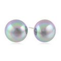 Flat Pearl Stud Earrings - Gray